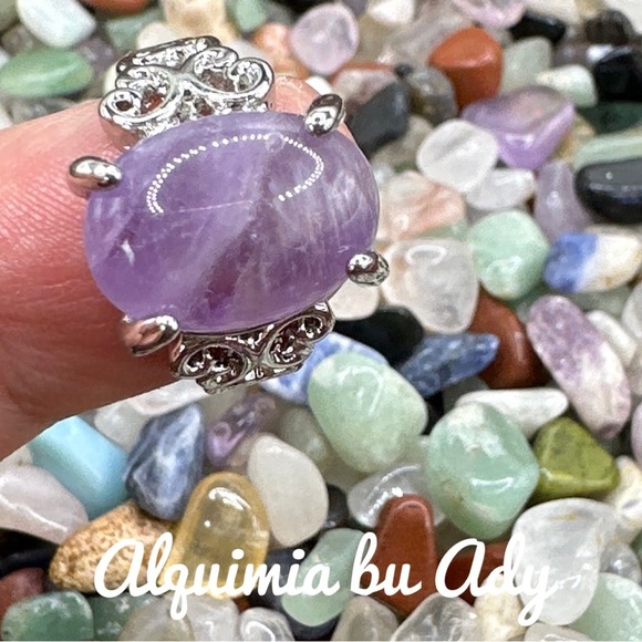 Amethyst silver Victorian gem ring - Picture 2 of 9